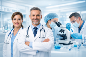 medical professionals in a high tech lab